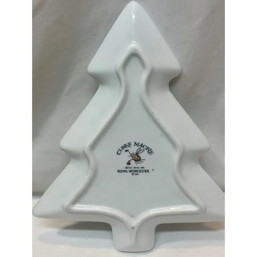 Royal Worcester Clare Mackie Christmas Tree Plate Platter Serving Dish 2005